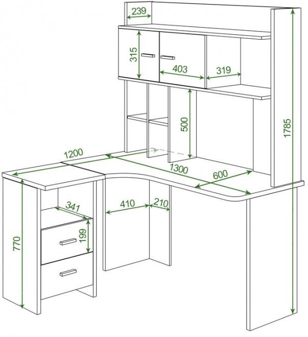 Письменный стол Беланта-Угл130+НКЛХ-130 БЕ левый белый