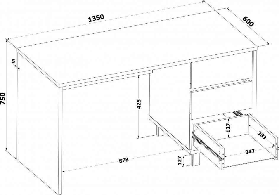 Письменный стол СПм-210 белый