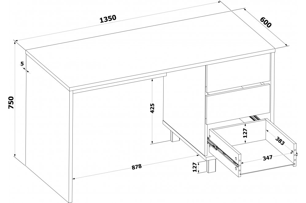 Письменный стол СПм-210 белый