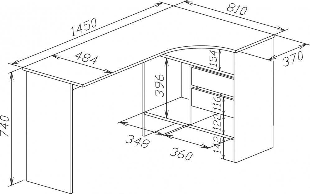 Письменный стол СПм-25 правый бетон