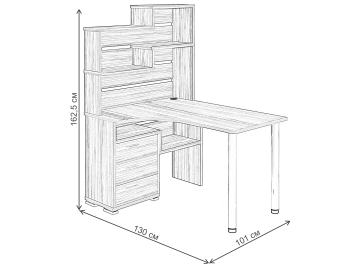 Письменный стол СР-132-130 КБЕ-ЛЕВ левый