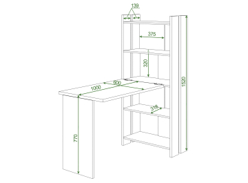 Письменный стол Лоревро-ОВ+Столешница100Прям КШ