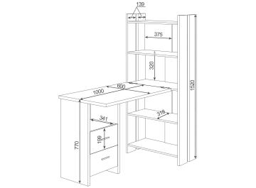 Письменный стол СТЛ-ОВ+Столешница100РПрям Ш