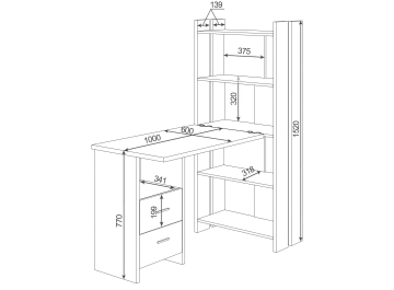 Письменный стол СТЛ-ОВ+Столешница100РПрям ШК