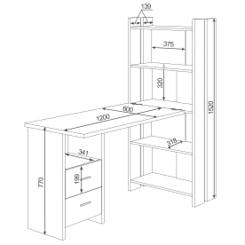 Письменный стол СТЛ-ОВ+Столешница120РПрям Ш
