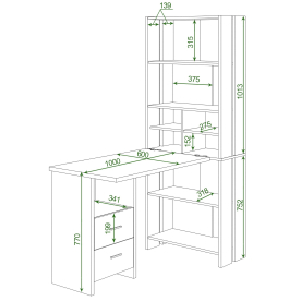 Письменный стол СТЛ-ОВХ+Столешница100Прям Ш