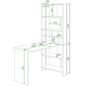 Письменный стол СТЛ-ОВХ+Столешница100Прям ШК
