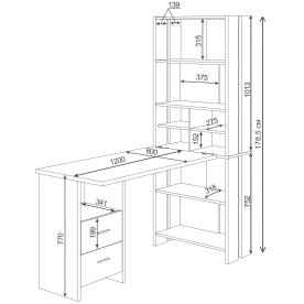 Письменный стол Лоревро-ОВХ+Столешница120РПрям КШ