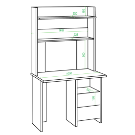 Письменный стол СКЛ-Прям100+НКЛХ -100 К