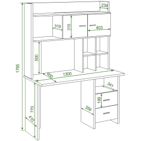 Письменный стол СКЛ-Прям130+НКЛХ-130 БЕ