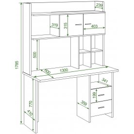 Письменный стол СКЛ-Прям130+НКЛХ-130 КШ