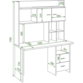 Письменный стол СКЛ-Прям130Р+НКЛХ-130 БЕ