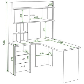 Письменный стол СКЛ-Угл130+НКЛХ -120 НБЕ ЛЕВ