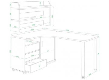 Письменный стол Жаспера-145М ВБЕВ левый