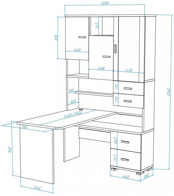 Письменный стол Жаспера-620/140 БЕ левый белый жемчуг