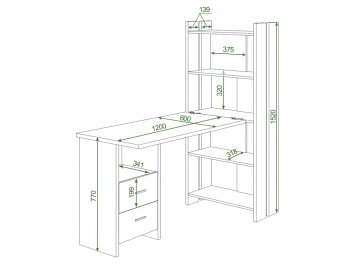 Письменный стол СТЛ-ОВ+С120РПрям БЕН