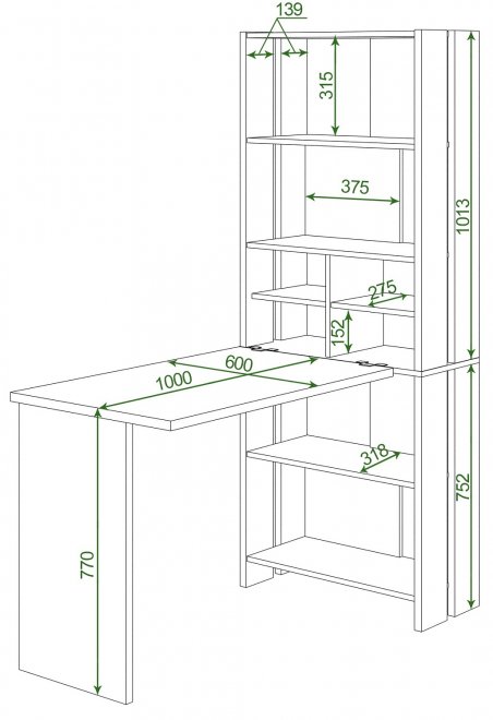Письменный стол Лоревро-ОВХ +С100Прям без тумбы В венге