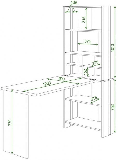Письменный стол Лоревро-ОВХ +С120Прям без тумбы Ш шамони