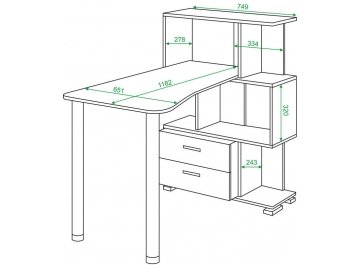 Письменный стол Валевро-5-3СТ-2+БЯ Н