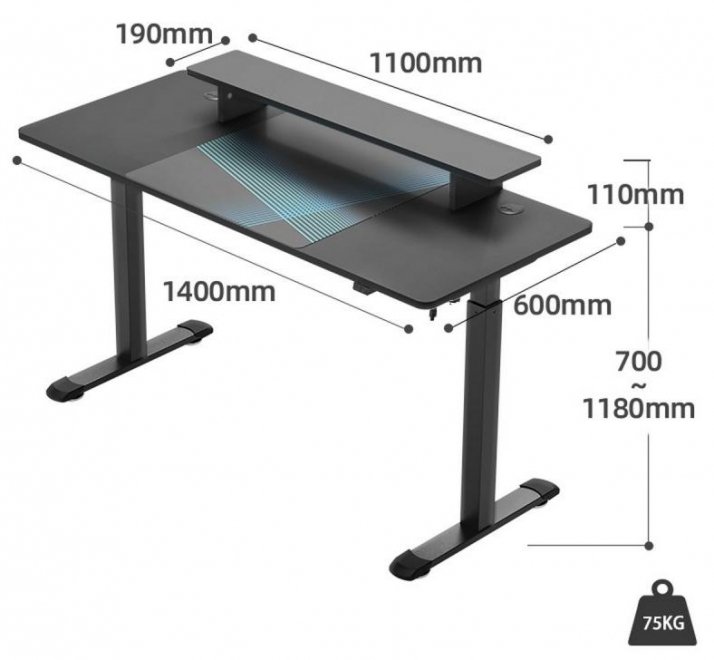 Компьютерный стол ERK-SM55-B черный