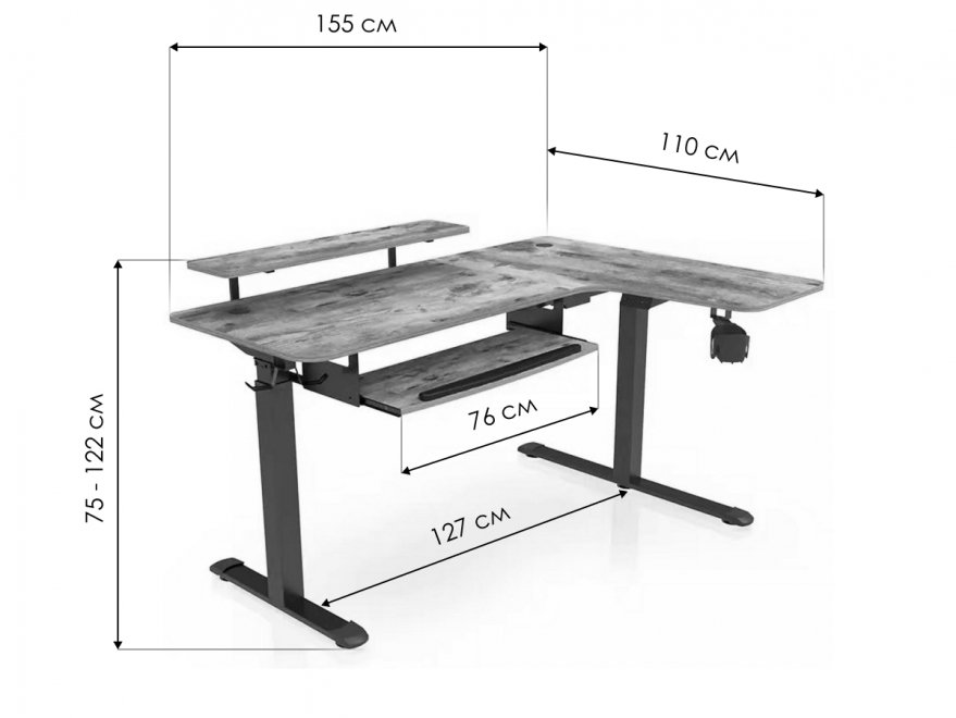 Компьютерный стол угловой правый ERK-L60R-RB коричневый