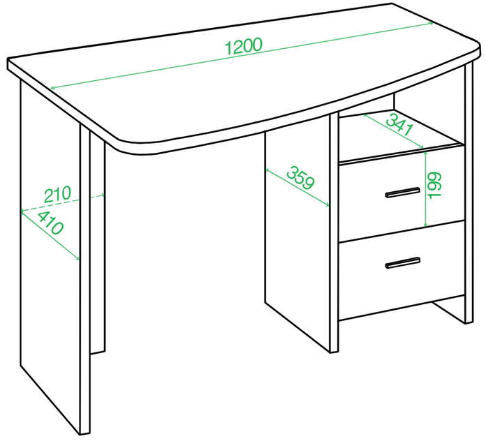 Стол компьютерный Валина 120 х 60 см круглый карамель / венге левый
