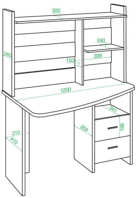 Стол компьютерный Парина 120 x 60 см круглый нельсон / белый левый