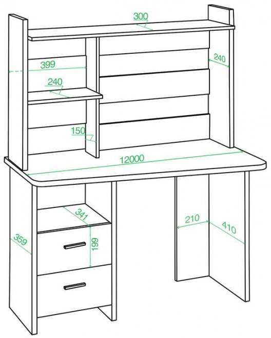 Стол компьютерный Парина 120 x 60 см трапеция венге правый