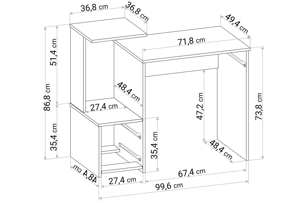 Компьютерный стол Джаз-24 правый дуб сонома
