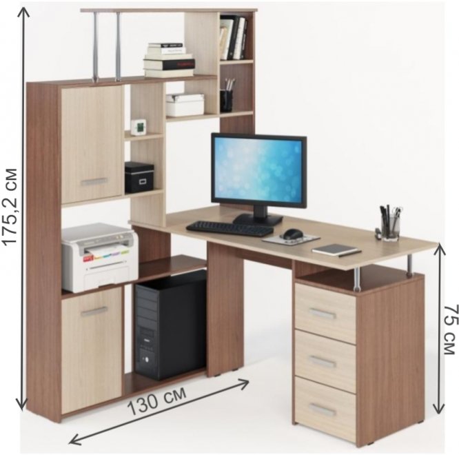 Стол компьютерный КС15 ясень шимо левый