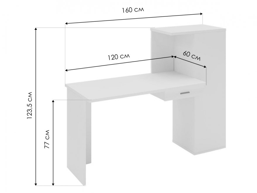 Письменный стол СКЛ-ПРЯМ120+ШК БЕ белый