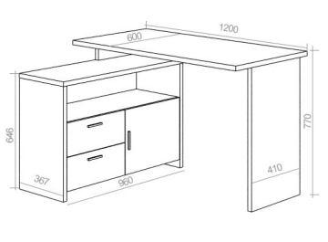 Письменный стол СКЛ-ПРЯМ120+ТБЛ КБЕ