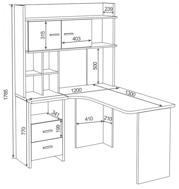 Письменный стол Беланта-Угл130+НКЛ-120 КБЕ левый Карамаль / белый