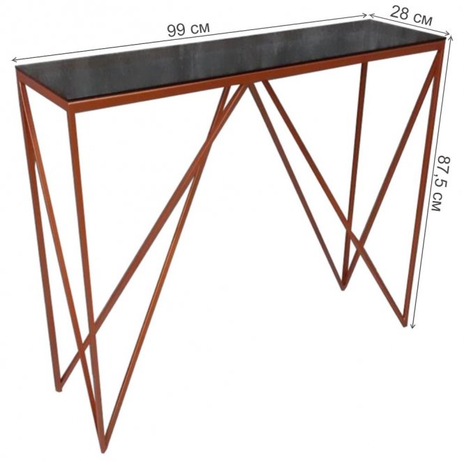 Консольный стол Akur Loft Cary медь / тонированное стекло