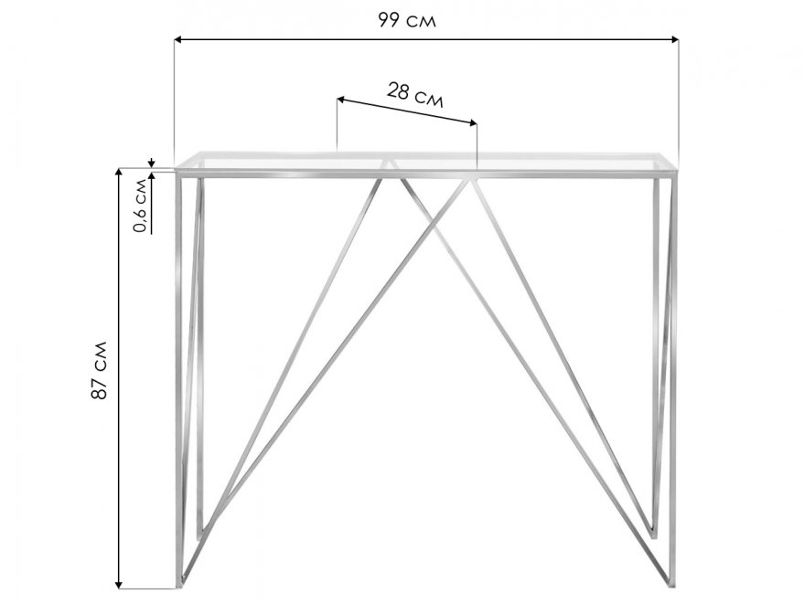 Консольный столик Akur Loft Cary хром / прозрачное стекло