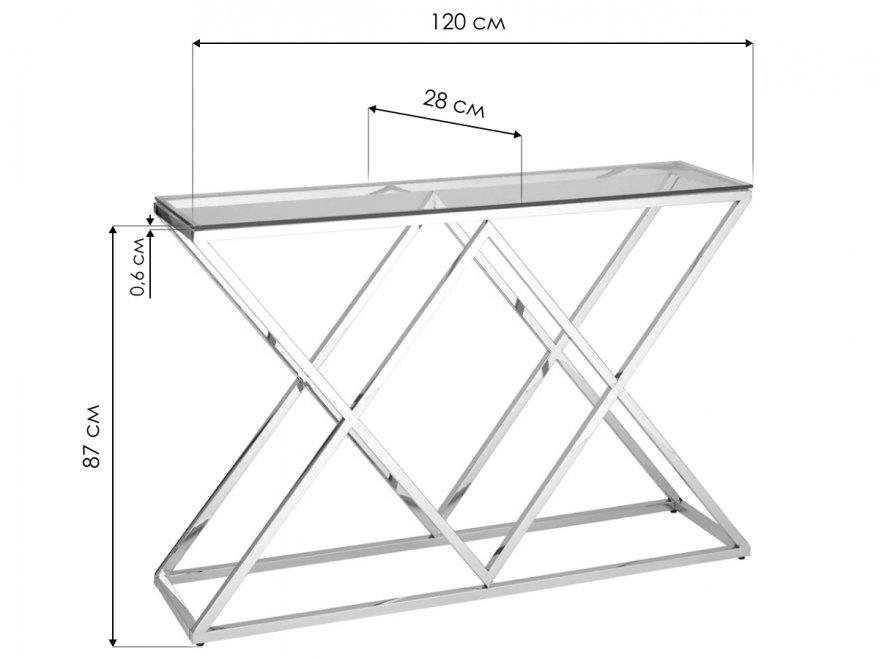 Консольный столик Akur Loft Geneva хром / прозрачное стекло