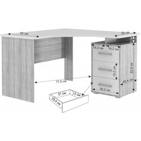 Письменный стол Лайт К4 дуб крафт золотой / белый