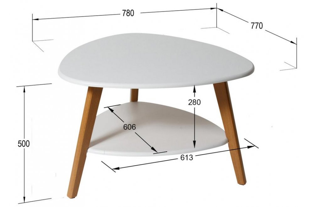 Журнальный стол Бруклин белый / дуб светлый