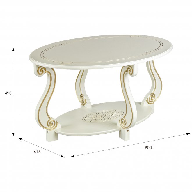 Журнальный стол Овация (М) слоновая кость / золото