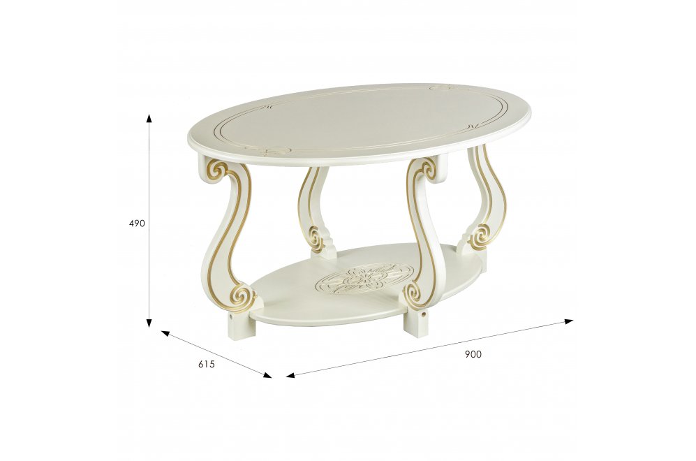 Журнальный стол Овация (М) слоновая кость / золото