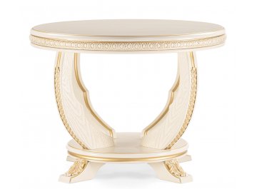 Журнальный столик Луис круглый слоновая кость / золото