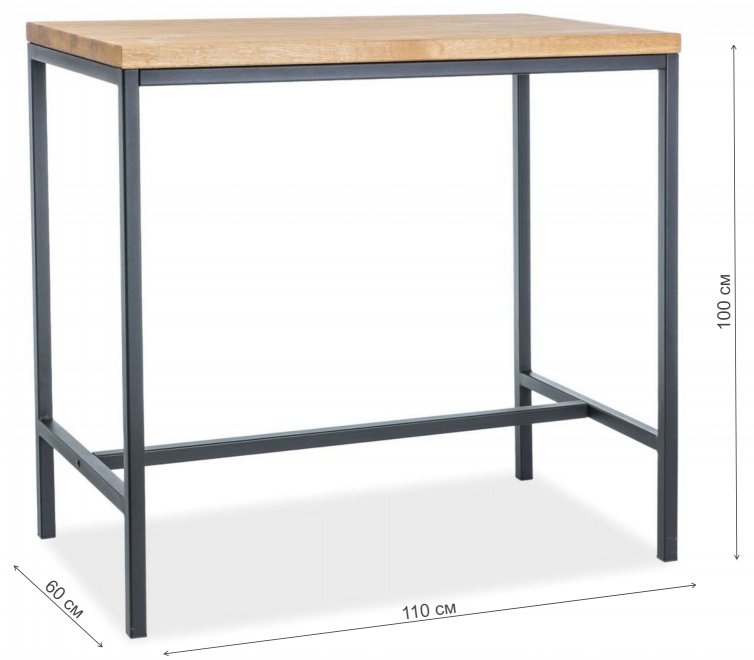 Барный стол Metro дуб / черный 110х60х100