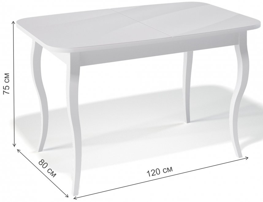 Деревянный стол 1200C белый / белый глянец