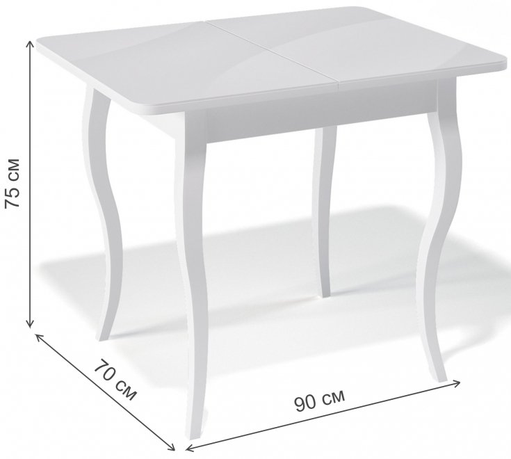 Деревянный стол 900C белый / белый сатин