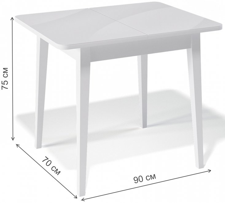 Деревянный стол 900M белый / белый глянец
