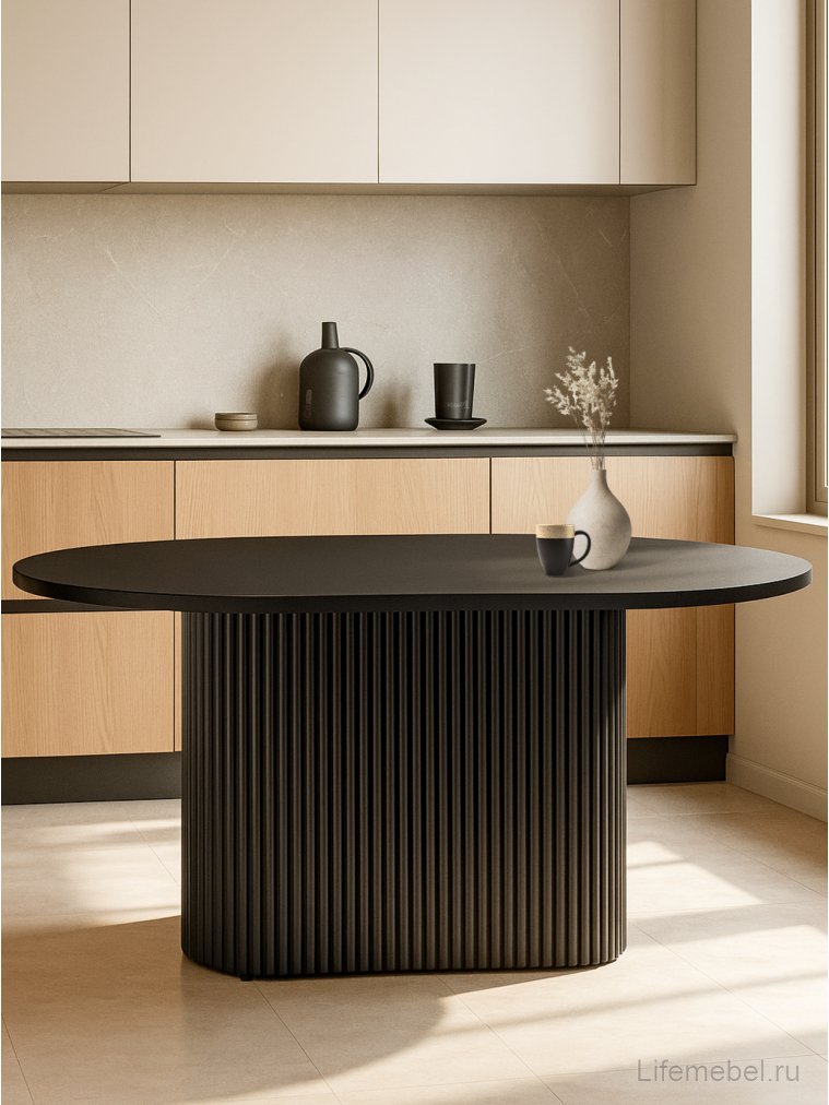 Деревянный стол Барон О 160 х 90 черная пленка шагрень / черный