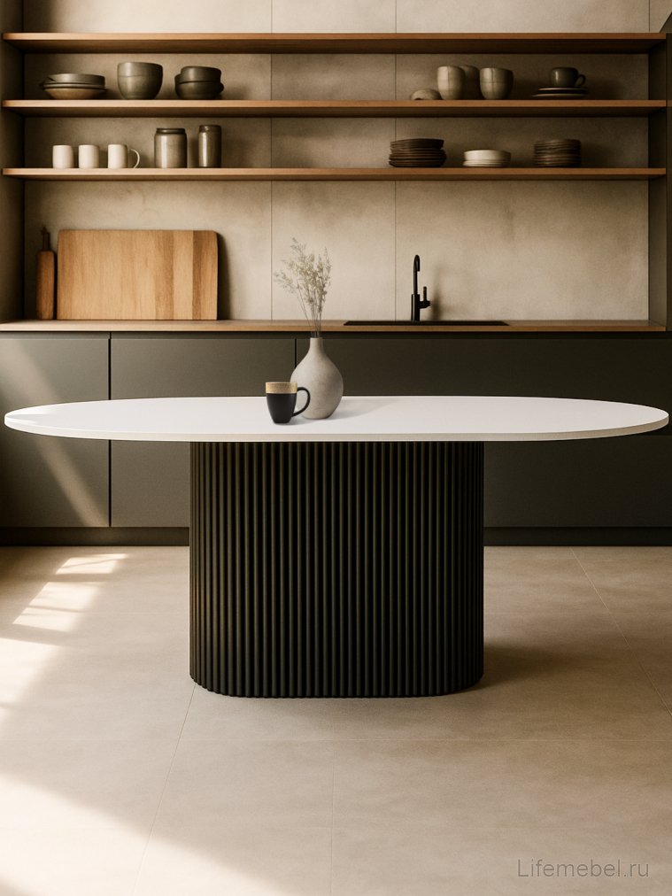 Деревянный стол Барон О 200 х 90 белая пленка шагрень / черный