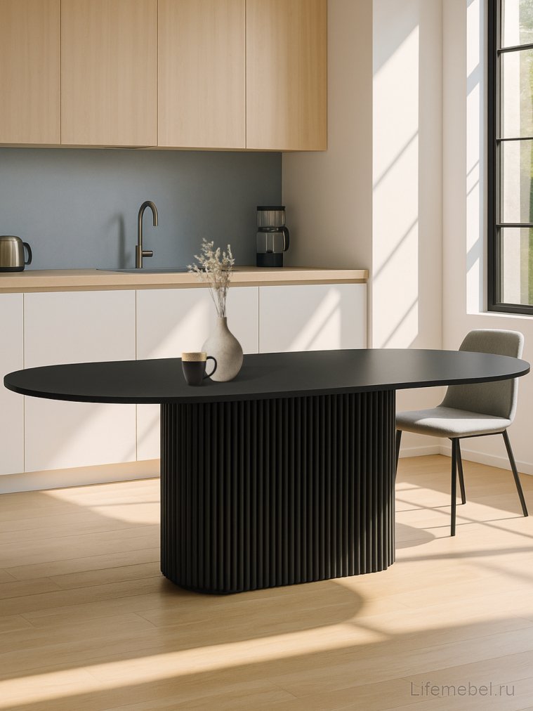 Деревянный стол Барон О 200 х 90 черная пленка шагрень / черный