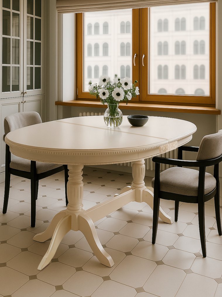 Деревянный стол Эритрин овальный бежевый