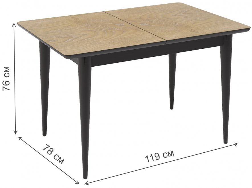 Деревянный стол F1200 черный / дуб шато